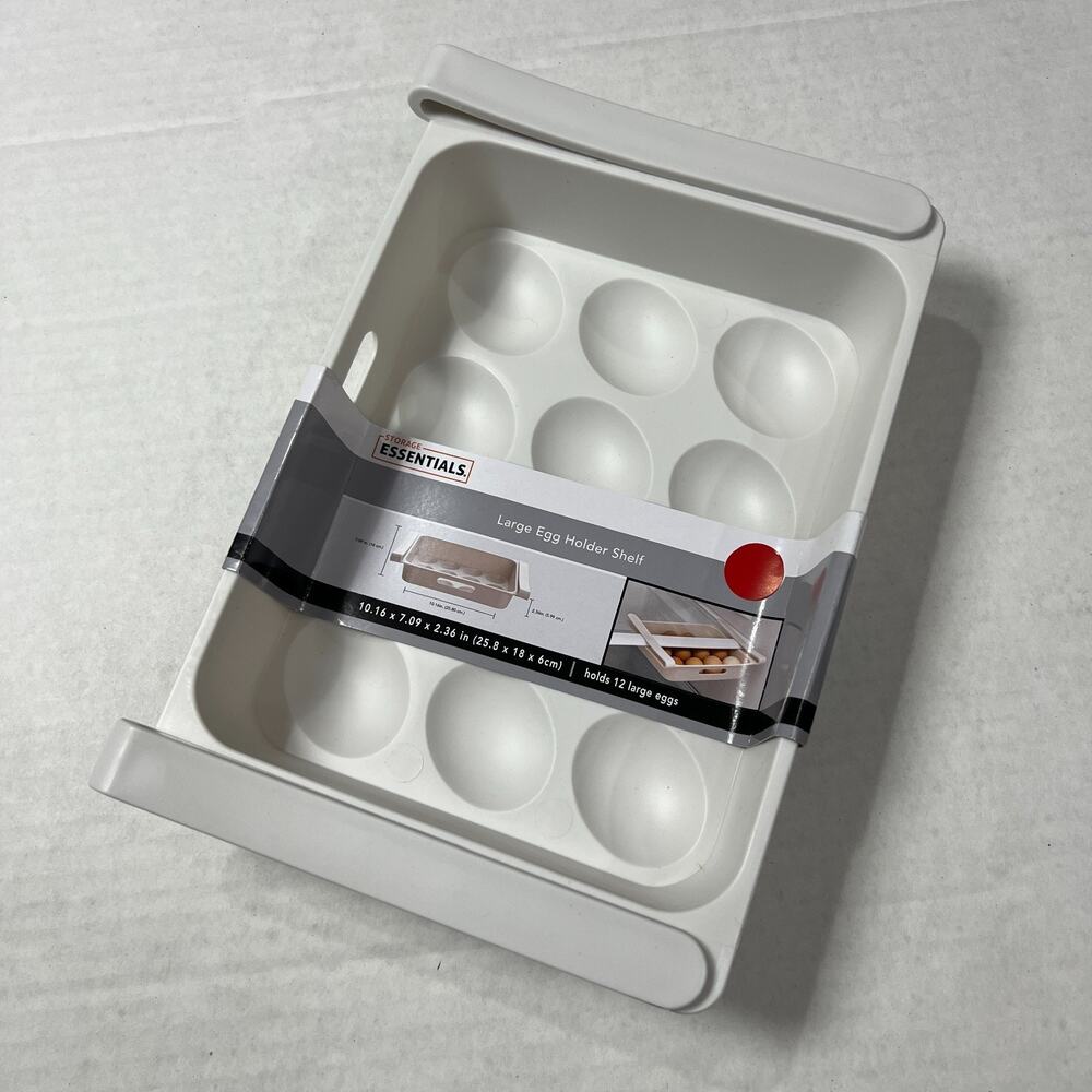 Storage Essentials Egg Holder 12 Count Fridge Organizer Dishwasher Safe Plastic